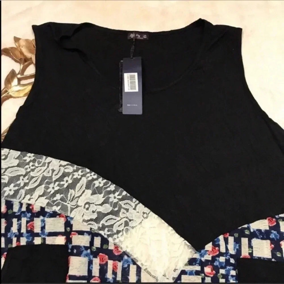 NWT Lily Asymmetrical Mix Pattern Sleeveless Tunic Size 2X - Picture 3 of 7